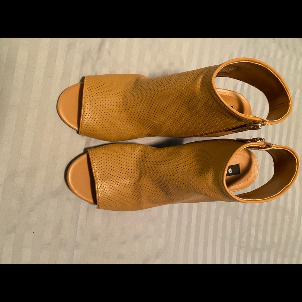 DKNY leather peep toe booties